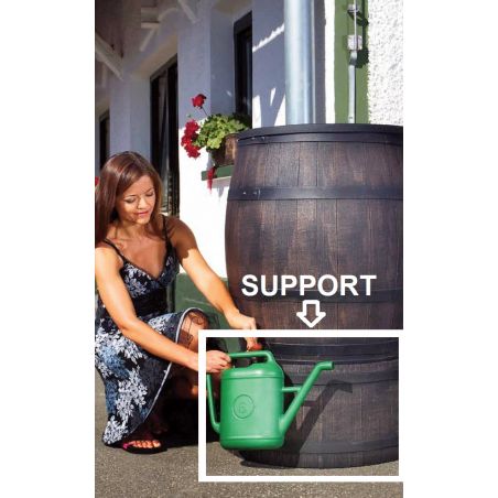 Support pour récupérateur eau de pluie aspect fût en bois